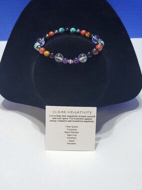 Vintage Multicolored Natural Stone Beaded Power Bracelet to Clear Negativity